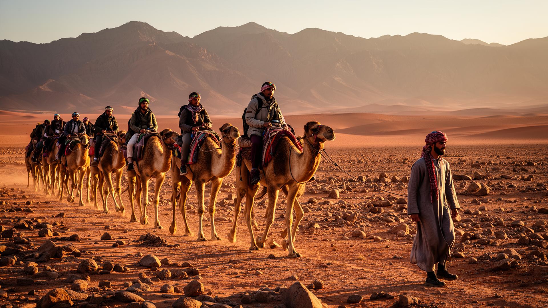 Camel sunset, Erg Chebbi
